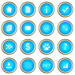 Set of blue buttons