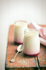 fruity yogurt in jar