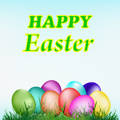 Easter Eggs on the green grass.Holiday. Happy Easter.Vector