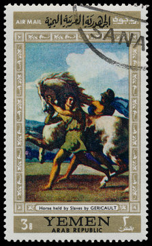 Stamp shows Horse held by Slaves by Gericault