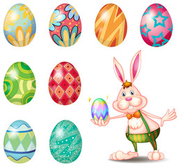 A cute bunny holding a small egg