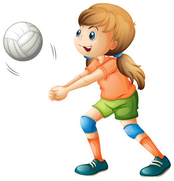 A smiling girl playing volleyball