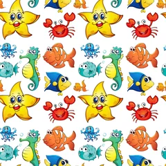 Fotobehang Seamless design with sea creatures © GraphicsRF