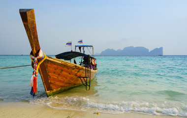 Traditional longtail boat in on Koh Phi Phi Don Island, Krabi, T