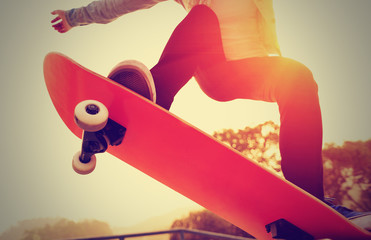 skateboarding at sunrise skate park