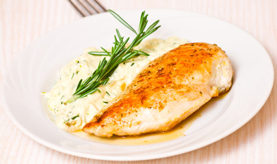 chicken breast with garnish