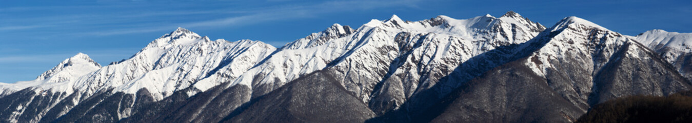 Naklejka premium Aerial mountain panorama, North Caucasus, Sochi, Russia
