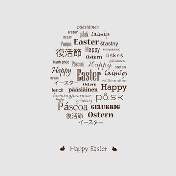 Easter card with greetings in various languages