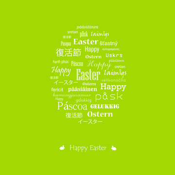 Easter card with greetings in various languages