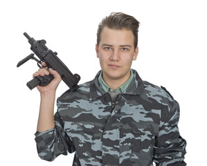 Young man with pistol