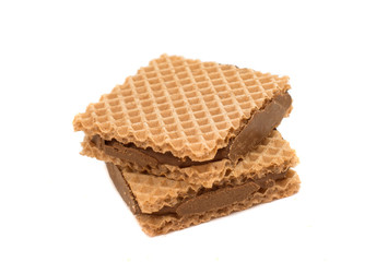chocolate waffles isolated
