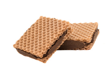 chocolate waffles isolated