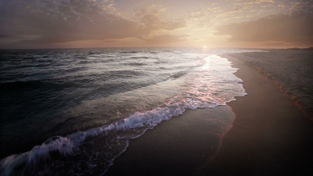 Full HD video timelapse. Beautiful sunset at the beach ocean.