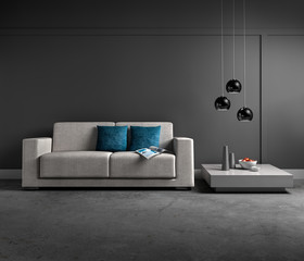 Sofa in grauem Lounge-Ambiente
