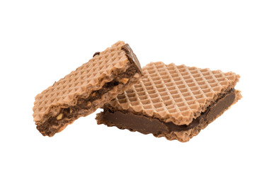 chocolate waffles isolated