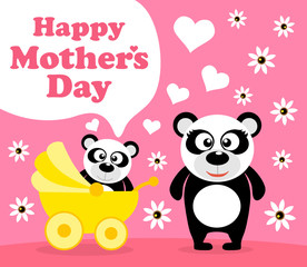 Mother's day background card with panda