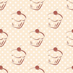 Seamless vector cake pattern polka dots background