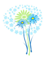 blue daisy, vector drawed