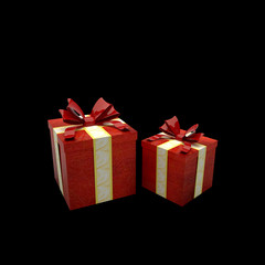 gift box red isolated on black background for christmas