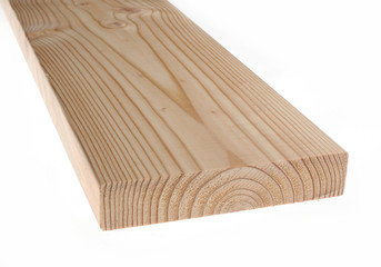 Clean freshly cut wooden plank