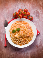 risotto with tomatoes sauce and mozzarella