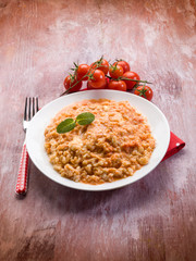 risotto with tomatoes sauce and mozzarella
