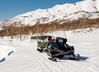Snowmobile. Kamchatka, Far East, Russia