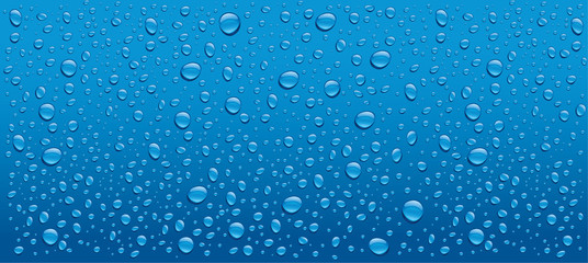 water drops on blue background - obrazy, fototapety, plakaty