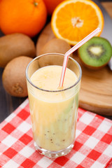 Glass of tropical fruit smoothie
