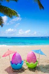 Easter eggs on the beach