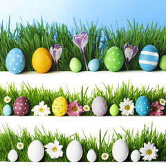 Easter eggs in grass