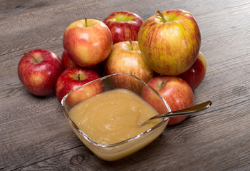 Applesauce on a wooden table
