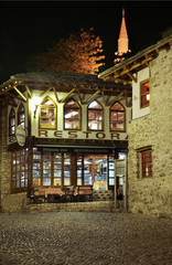 Old town of Mostar at night . Bosnia and Herzegovina