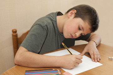 12 year old boy studying
