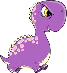 Mad Purple Dinosaur Vector Illustration Art