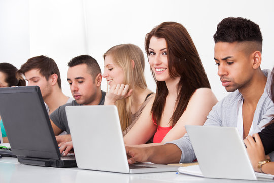 College Students Using Laptops