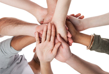 Young College Students Stacking Hands