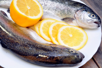 two fresh trout and lemon