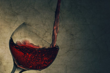 Glass of Red Wine overlaid with grunge texture