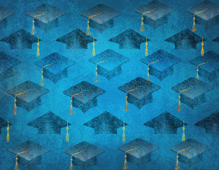 theme background - education. Academic cap on background.