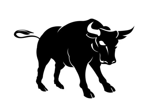 Vector Bull power pose  Threat behavior illustration