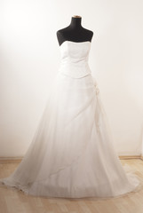 Fototapeta na wymiar White wedding dress front view