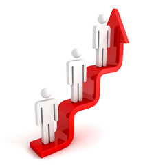 3d people on concept career ladder arrow steps. business achivem