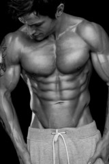 Strong Athletic Man Fitness Model Torso showing six pack abs.
