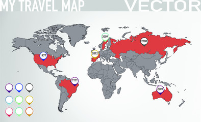 Travel map with pointers 3