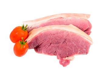 Raw pork on white background
