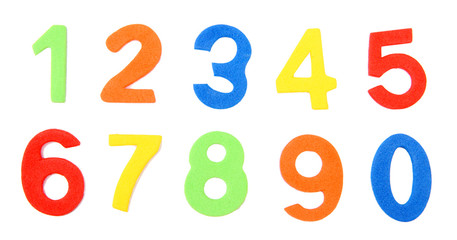 Colorful numbers, isolated on white
