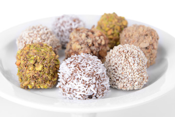 Set of chocolate candies close-up