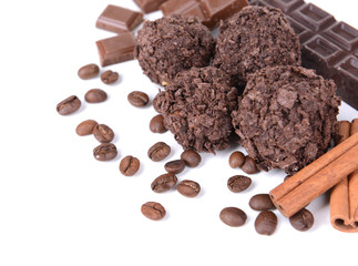 Set of chocolate candies close-up
