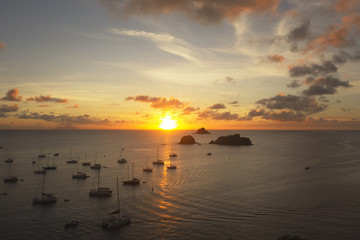 Sunset at Gustavia Harbor, St. Barts, French West Indies - obrazy, fototapety, plakaty